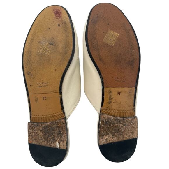 Gucci Princetown Horsebit Slip-On Loafer Mule Flat in White Leather EU 38 US 8 - Picture 10 of 14